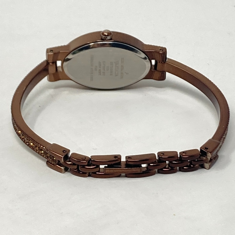 Valletta Watch Women Brown Metallic Orange Crystals Autumn Oval New Battery 6.5" - Picture 12 of 16